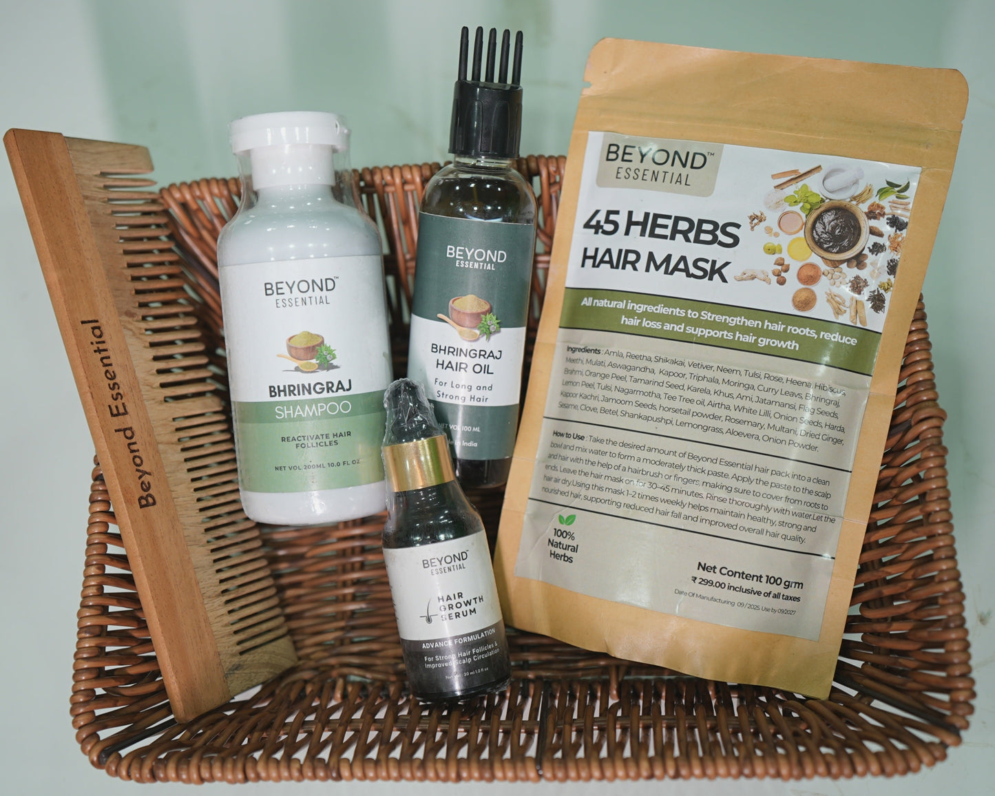 Hair Fall Control & Hair Growth Kit (Shampoo, Oil, Serum, Comb & 45 Herbs Mask)